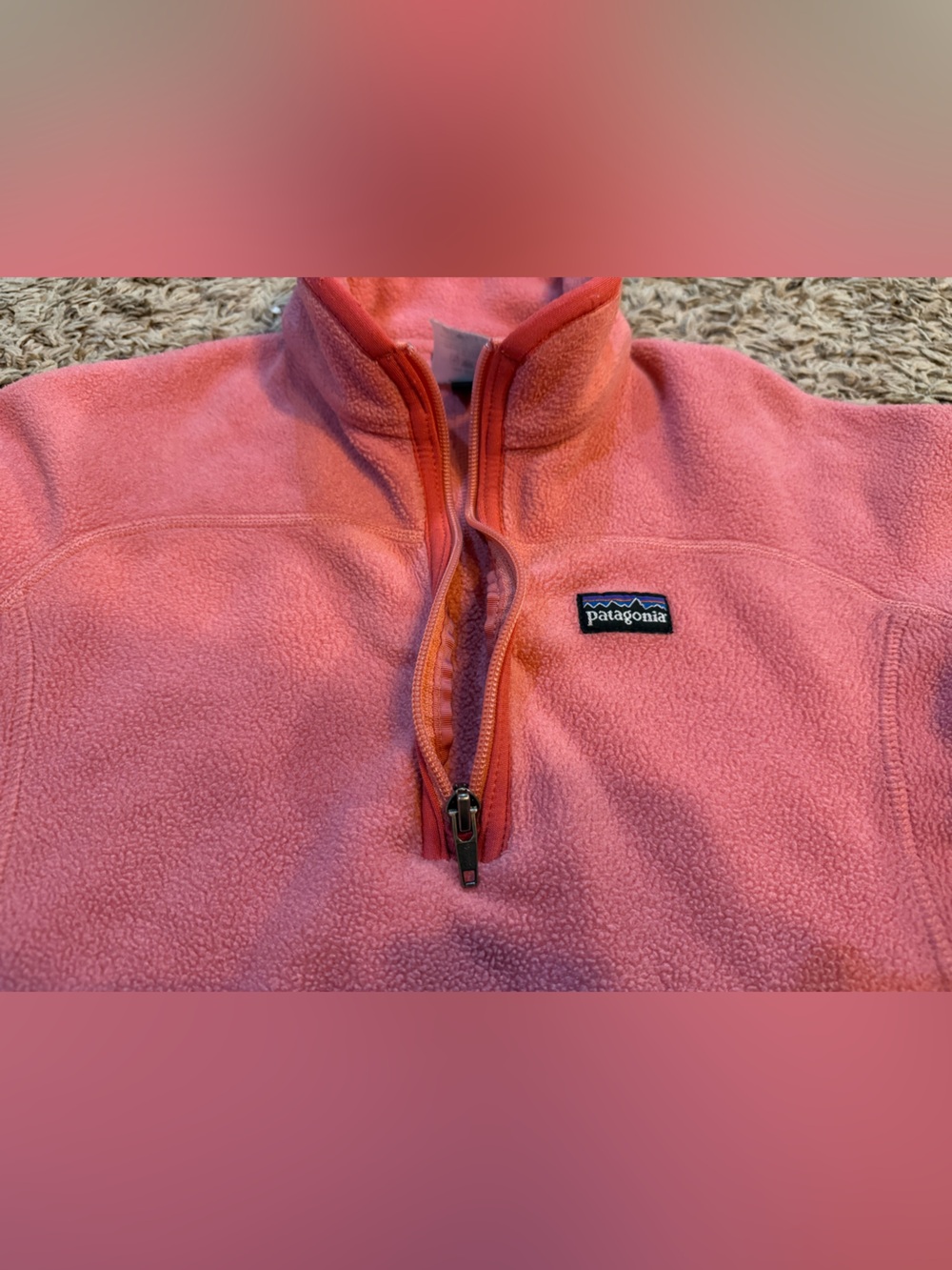 Patagonia Coral-Pink Fleece 1/4-Zip Pullover girls (12/large) - Picture 7 of 8